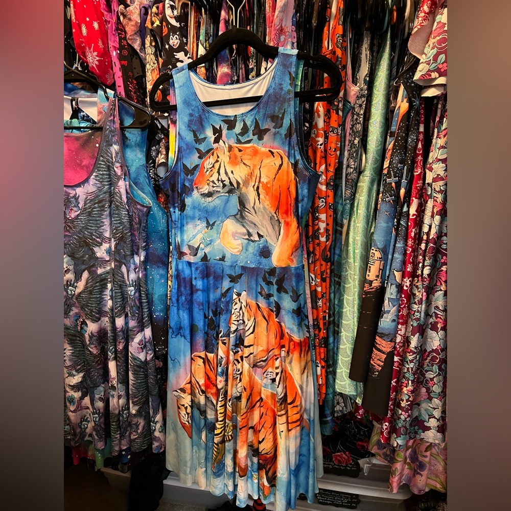 Blackmilk Lora Zombie Tiger princess midi dress NWT Large
